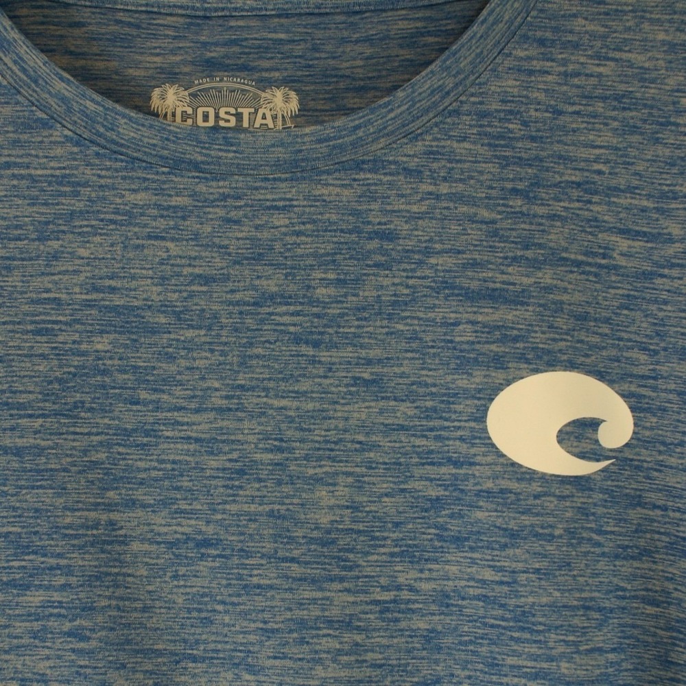 Costa Del Mar Mens XXL Blue Heathered Long Sleeve Performance Shirt Logo Fishing - Picture 4 of 9